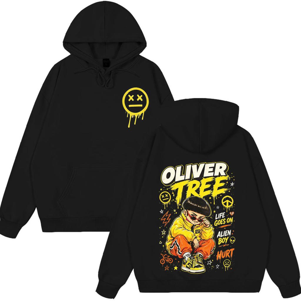 Singer Oliver Tree Life Goes on Graphics Tees Men Women Vintage Hip-hop Pullover Winter Loose Casual Harajuku Street Sweatshirt