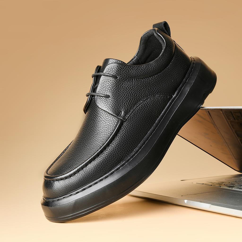Men's Shoes Leather Casual Shoes Men's New Lace-up Leather Shoes Men's Platform Men's Shoes Leather Breathable Super Soft Comfortable Non-slip