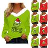 Women's T Shirt Tee Christmas Shirt Long Sleeve Party Christmas Fleece Collar V Neck Top