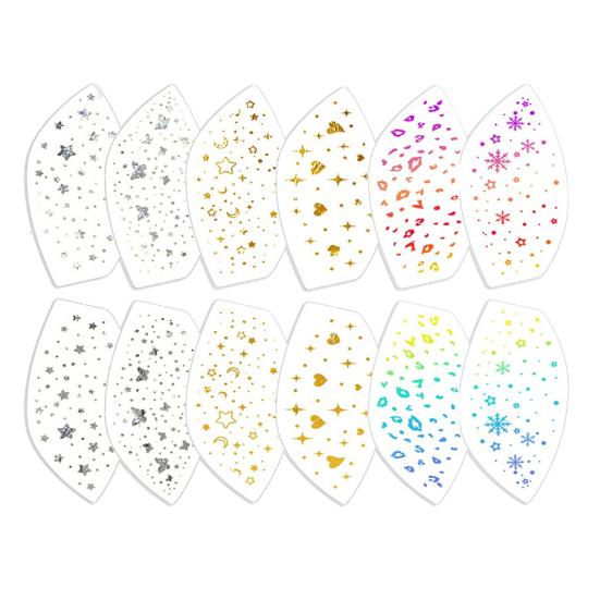 Metallic Gold Eye Tattoo Stickers, Temporary Foil Face Stickers for Party Makeup, Waterproof Flash Eye Tattoos for Festival, Rave, Halloween, Club