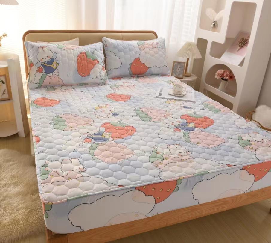 100% хлопчатобумажная ткань, утолщенный стеганый наматрасник, двойной размер, высококачественный защитный чехол для кровати на заказ, не включая наволочку