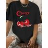 Summer Round Neck 3D Cherry Print Top Fashionable Casual Short Sleeved Women's T-shirts