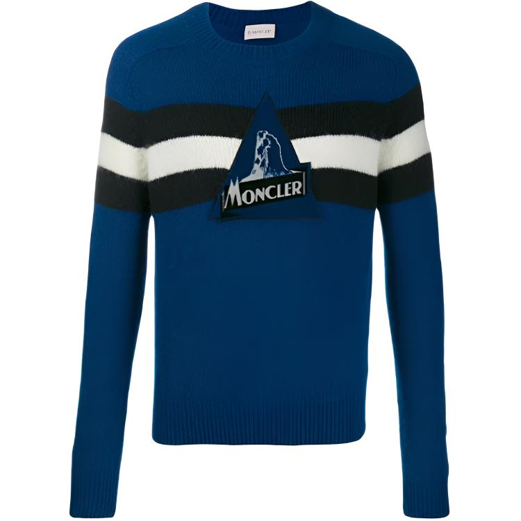 Moncler Striped Detail Pullover Wool Sweater Men sweater Blue 9043700A9177723