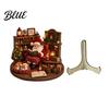 Christmas Tabletop Ornaments 2D Wooden Castle Ornament, Santa Scene Bookshelf Decoration Decorative Holiday Signs with Stand, Festive Gift for