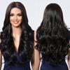 CharmSource Hairline Lace Synthetic Wigs Black Long Wavy Ladies Wig for Women's Cosplay High Density Heat Resistant Fiber