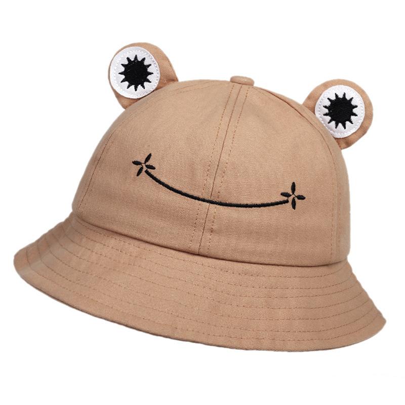 New Frog Shaped Parent Child Fisherman Hat with Embroidery for Men and Women, Sunshade, Warmth, Ear Protection Basin Hat
