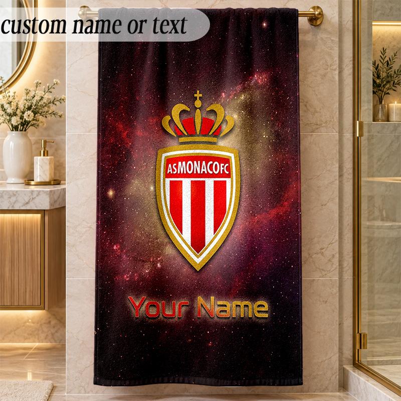 Beach TowelMonaco FC Custom Name Text Personalized Soft Towel for Beach Pool Indoor Home Decor Gift