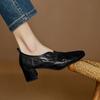 New Women's Fashion Shoes Are Comfortable, Beef Tendon Soles, Four-season Small Leather Shoes, Square Head and Feet, and Genuine Leather Large-size S