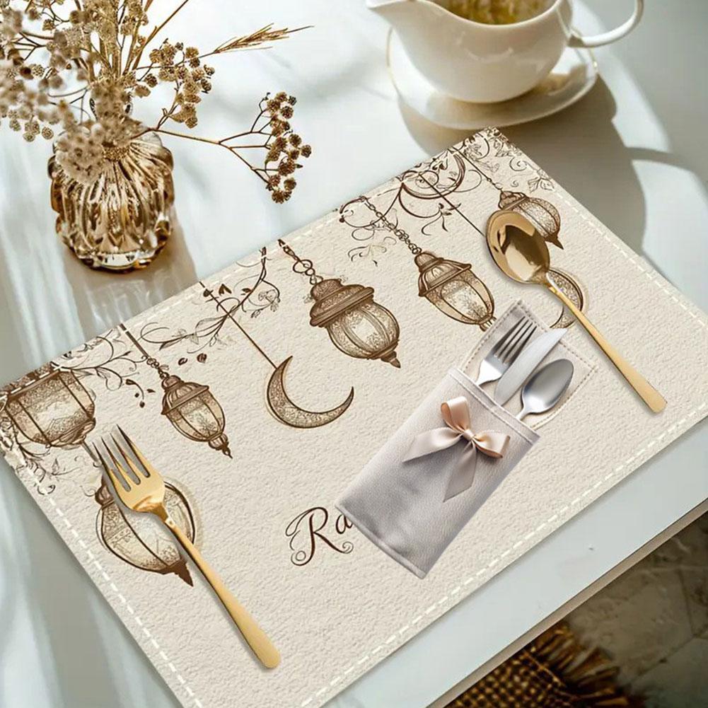 4 шт. подставки под тарелки Рамадан Ид Мубарак Рамадан Карим Луна Кухня Обеденный стол для праздничного стола Decoratio X7F6