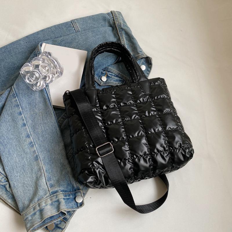 Стеганая мягкая сумка-тоут из нейлона, однотонная сумка-портфель, женская сумка через плечо, женская сумка большой емкости