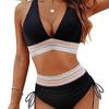 New deep V tight split swimsuit women's sexy high-waisted bikini swimsuit