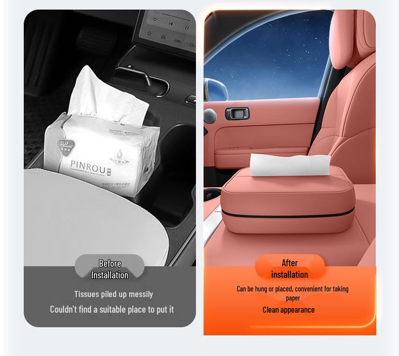 Compatible with Hao Bo HL Tissue Box 25: Car Armrest Hanging Tissue Bag for Seat Back