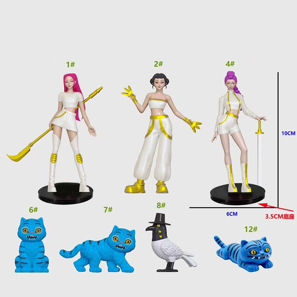 7-9pcs/Set Kpop Demon Hunters Action Figure Toy Derpys Tiger Rumi Mira Zoey Sussy Figurine Doll For Fans Gift Birthday Gift Toy