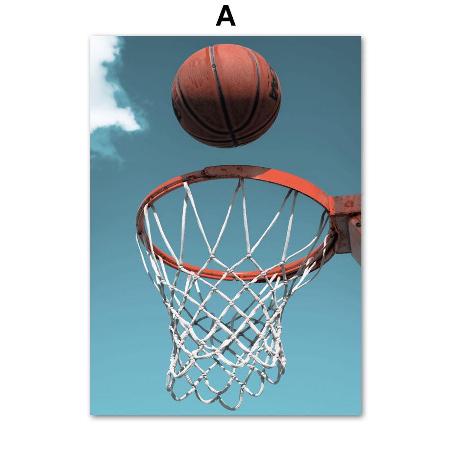 Баскетбольная площадка, спортивный фитнес-плакат, настенная живопись на холсте, скандинавская фреска, молодежная комната, стадион, декоративная печать, изображение