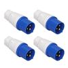 4Pcs Industrial Plug 3 Pin 16A IP44 Waterproof Replacement Sockets PP and Brass 220‑250V