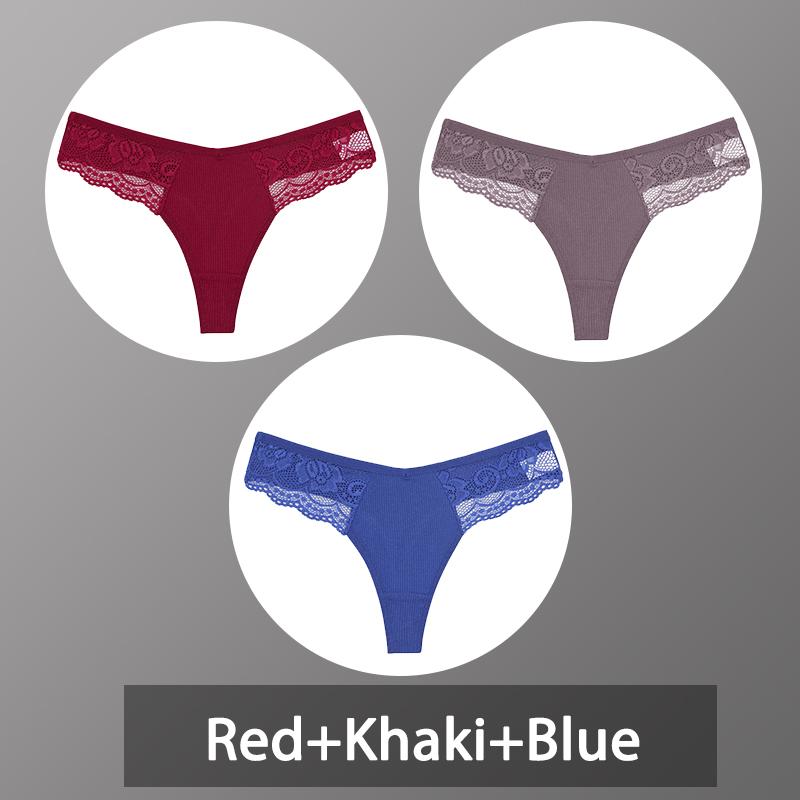 3 шт./компл. женские хлопковые стринги, кружевные трусы-бикини, женские стринги, нижнее белье, мягкие трусики-стринги, женское нижнее белье S-XL