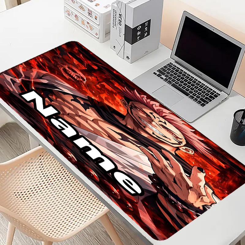 Custom Name Personalized Jujutsu Kaisen Pattern Mousepad, Laptop PC Desk Mat, Decorative Desk Mat for Home Keyboard Pad Gift