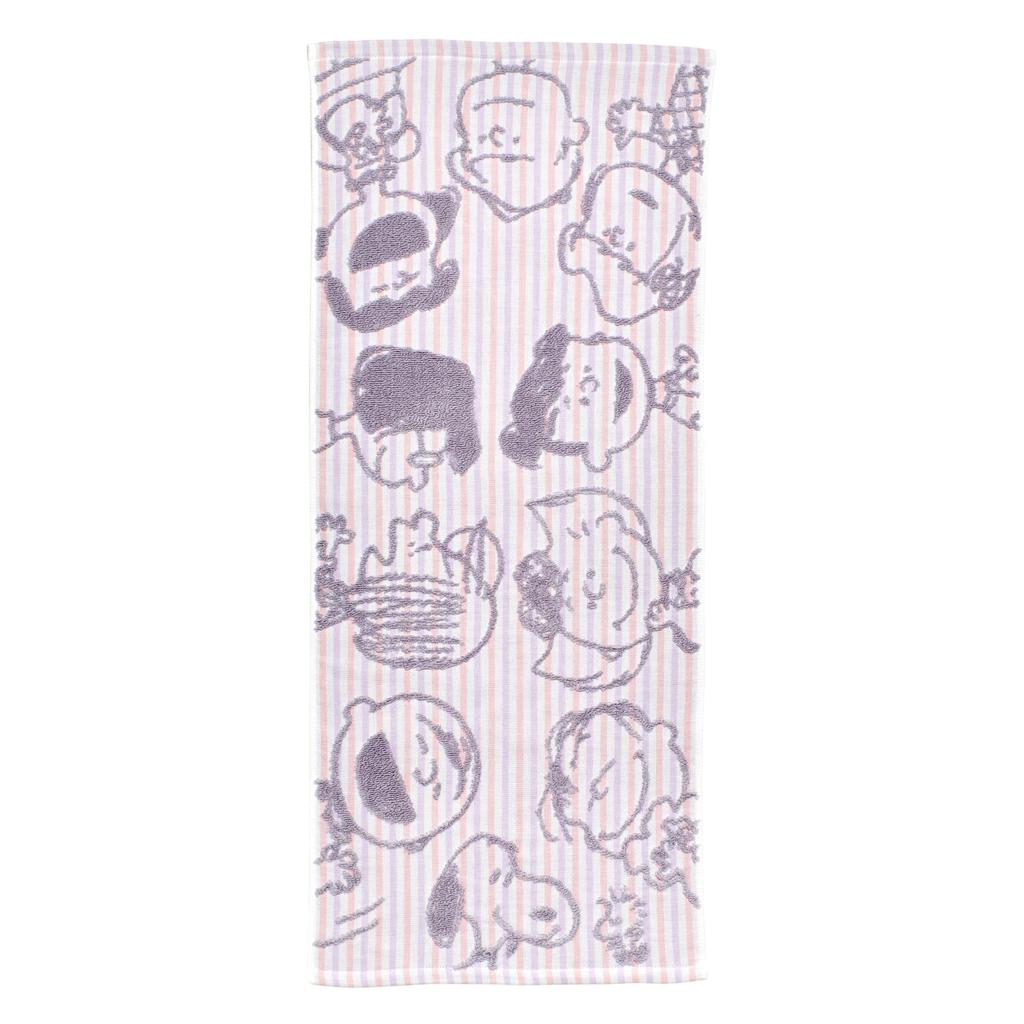 Nishikawa Snoopy Face Towel 34x80cm Washable Cotton Unspun Gauze Soft and Fluffy Imabari Brand Friends Pink XT26132600 PN6602TW Smile 100%