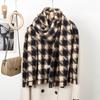 Винтажный клетчатый пашминовый платок-шаль для женщины, зимний теплый шарф, модный длинный палантин, толстый кашемироподобный шарф
