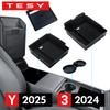 Для Новый Model Y Juniper 2026 2025 Модель запуска Model 3 Highland 2024 Центральная консоль Подлокотник Ящик для хранения Верхний и нижний силиконовый коврик