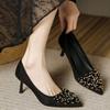 Модный темперамент Изящный каблук Одинарные туфли Женская мода Острый носок Мелкий вырез Нескользящие Износостойкие Высокие каблуки