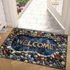 Tiled Stone Greeting Harvest Foliage Entry Rug Skid Resistant Entryway Mat Country Floor Pad Room Decor Accent Soft Cozy