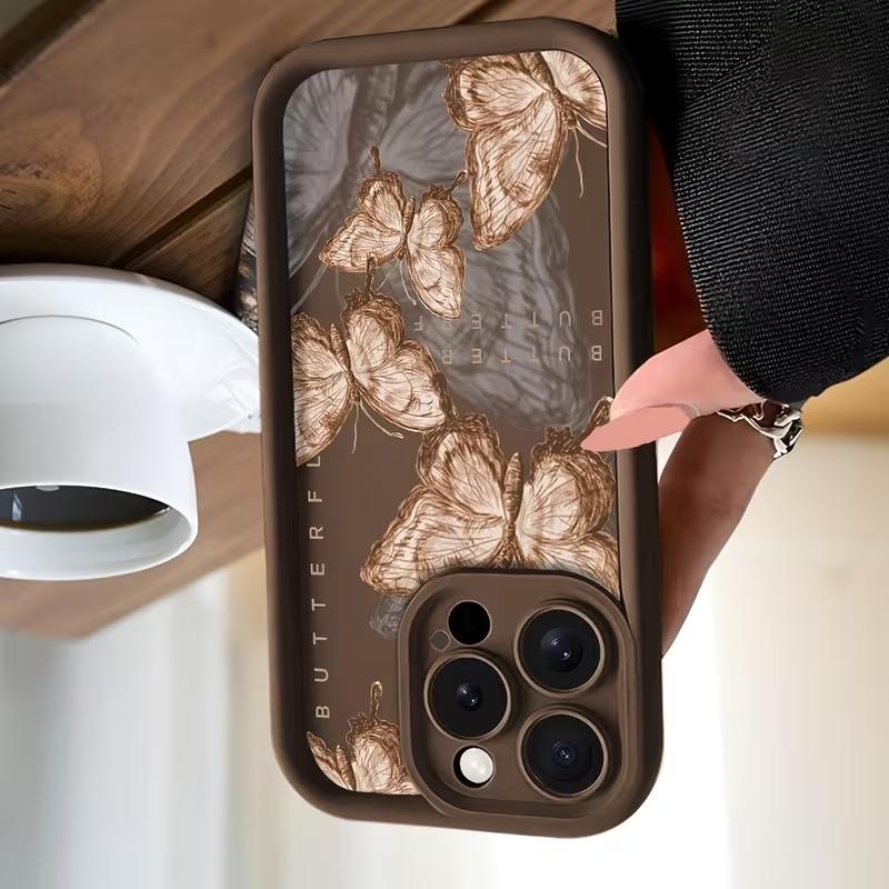 Phone Case For Oppo Reno15 Reno14 Reno13 Reno12 Reno11 Reno10 Reno8 Z T F Pro Plus 5G Soft TPU Back Cover Retro Brown Butterfly