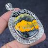 Bumblebee Jasper Gemstone Handmade 925 Sterling Silver Gift Pendant 2.84" f3J07