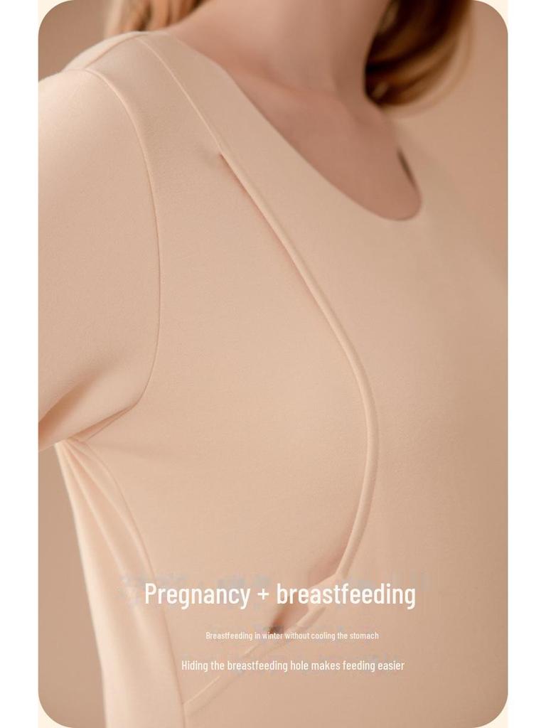 Женский самонагревающийся бархатный термотоп для беременных - Осенняя одежда для кормящих мам