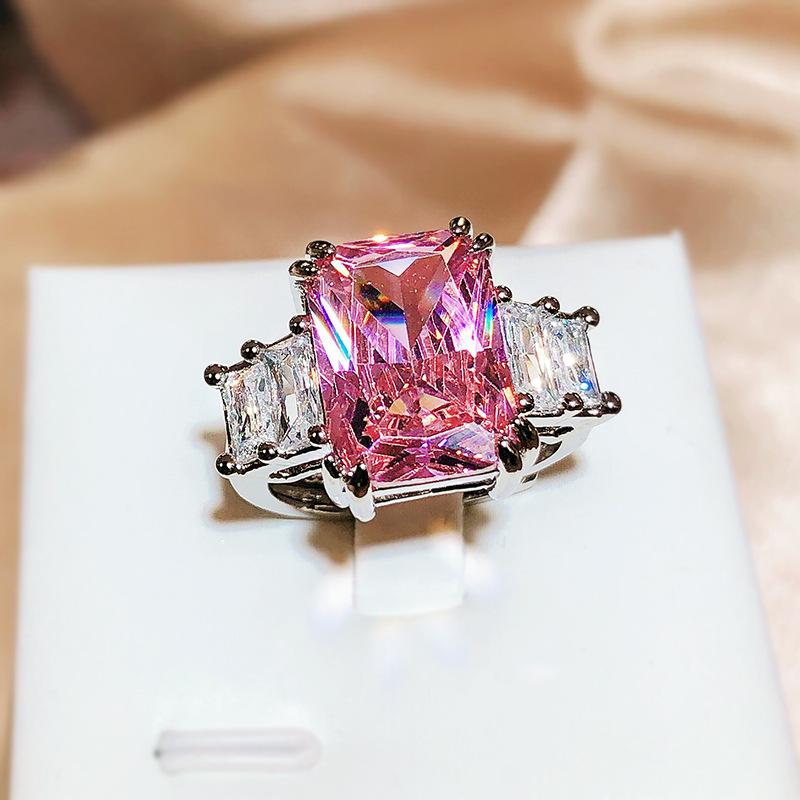 Кольцо с параибой Розовое/голубое/зеленое циркониевое кольцо для женщин Высококачественная праздничная бижутерия Обручальное кольцо Подарок на годовщину Ювелирные изделия для женщин