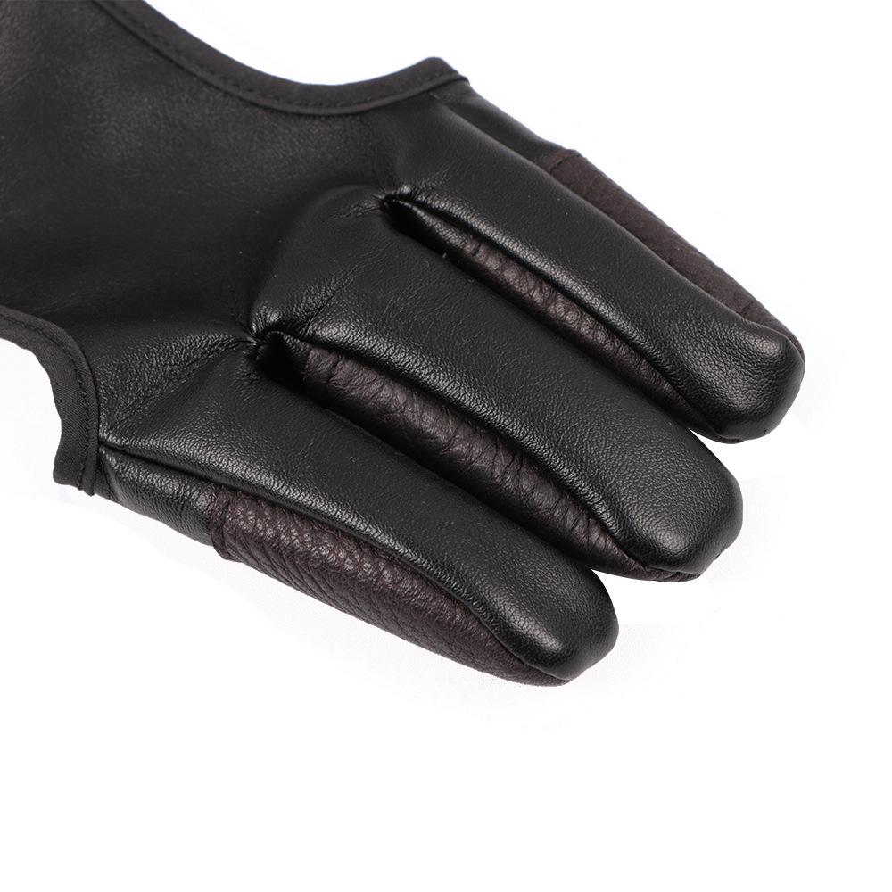 Huwairen Cowhide PU Velvet Hunting & Archery Three-Finger Gloves with Arm Guard