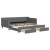 VidaXL Daybed with Trundle and Drawers Dark Grey 90x190 Cm Fabric 3197473