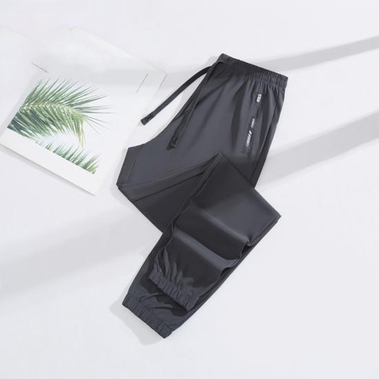 Unisex Stretch Quick Drying Pants Ice Silk Sport Stretch Active Pants Drawstring Casual Baggy Jogger with Pockets for Hiking Travel