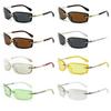 Y2K Dopamine Square Sunglasses Metal Eyewear Futuristic Candy Color Rimless Sunglasses  Outdoor