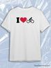 TeeSensation White Crew Neck Short Sleeve T-Shirt with I Heart Bike Cyclist Stick Figure Print