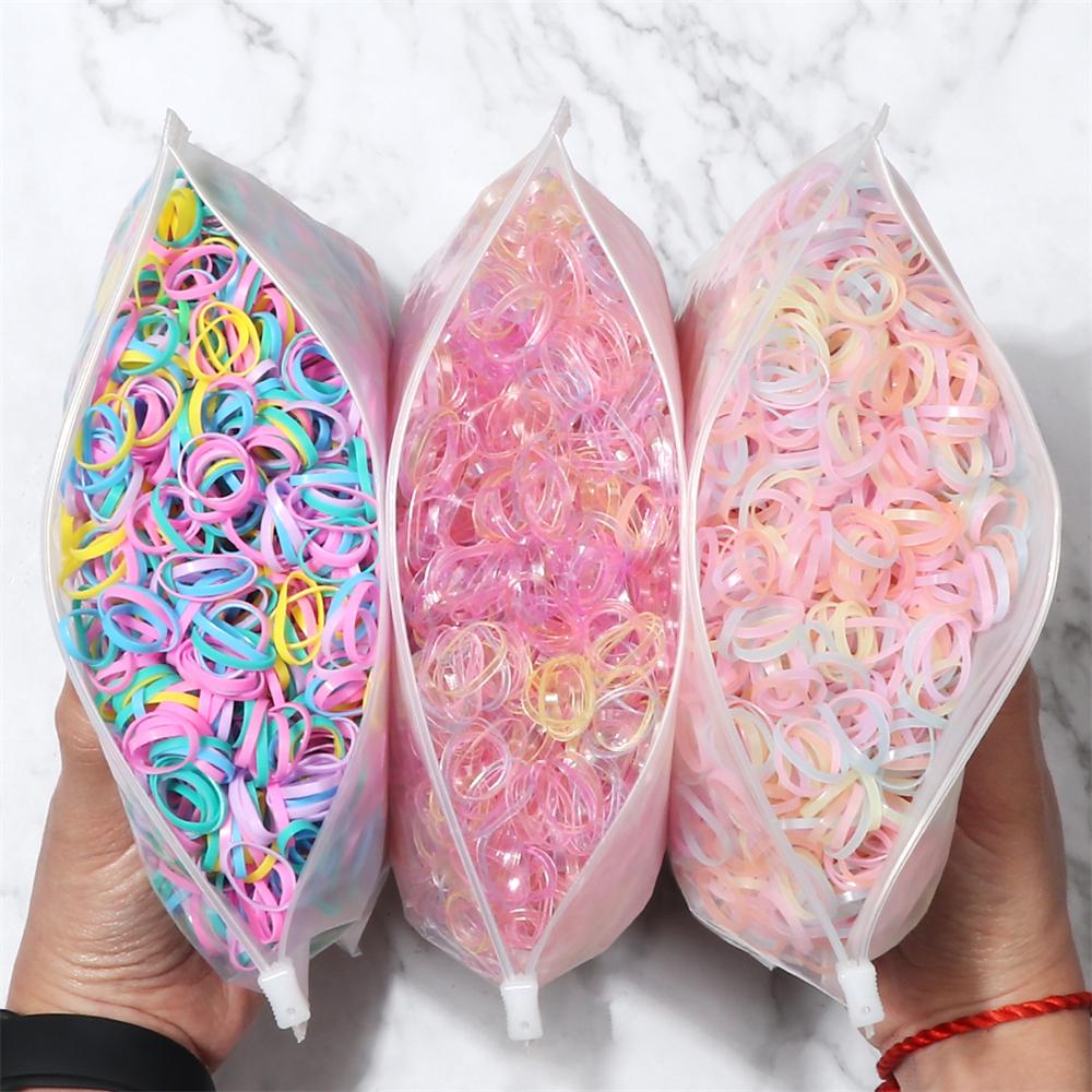 1000/2000 ШТ. Детская эластичная резинка Маленький скранчи Резинки для волос для детей Детская повязка на голову Держатель для хвостика Аксессуары для волос Подарок