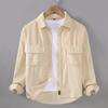 Осенняя мужская повседневная рубашка в японском стиле ретро, вельветовая рубашка с длинным рукавом, мужская повседневная рубашка из чистого хлопка с воротником-лацканом и двойными карманами