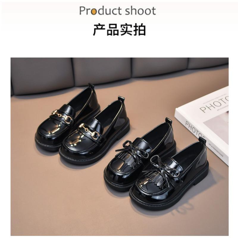 Маленькие туфли для девочек весна и осень новые детские туфли принцессы на мягкой подошве для больших девочек черные одинарные туфли прилив