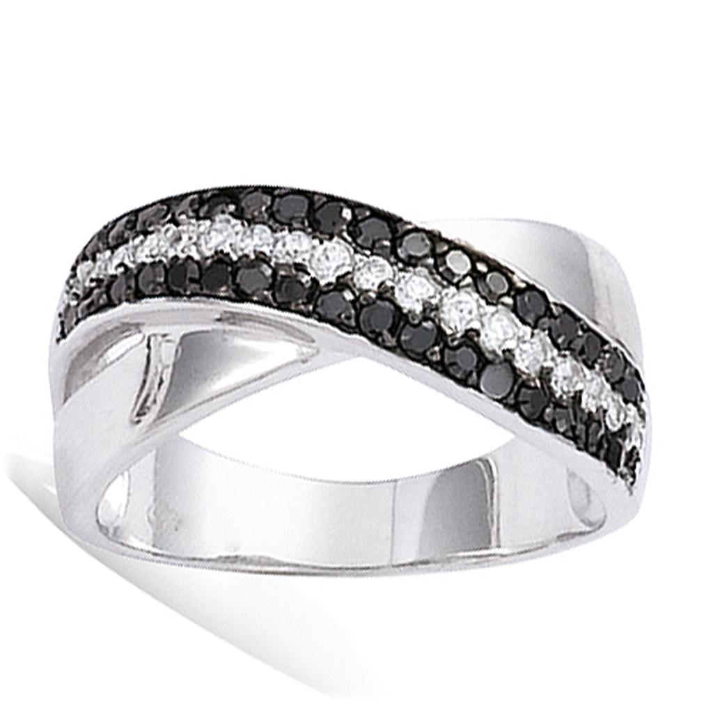 Silver Ring 'Romy' Black White Silver (rhodium) - 10 Mm