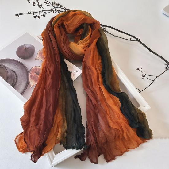 Women Scarf Autumn Winter Tie-Dye Scarf Soft Smooth Texture All-Weather Shawl Versatile Outdoor Accessory