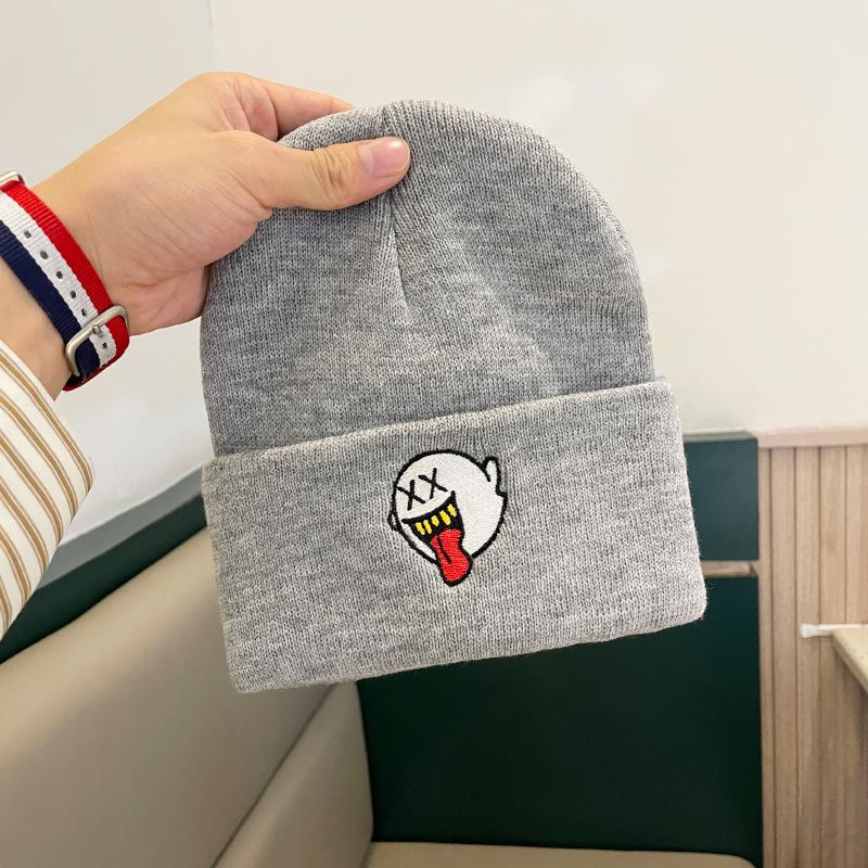 Шерстяные шапки для мужчин и женщин Японские Универсальные и Милые Теплые и Защищающие от холода Вязаные шапки для осени и зимы Шапки-пуловеры от холода