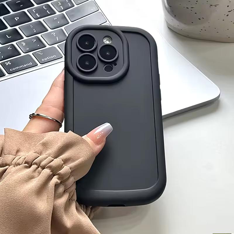 Силиконовый чехол для iPhone 16 15 14 13 12 11 Pro Max X XR XS Max 8 7 Plus SE с защитой камеры и защитной пленкой для экрана