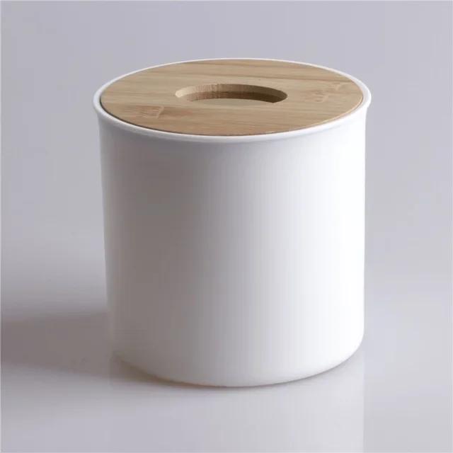 Round Tissue Box Plastic Paper Holder Roll Napkin Storage Household Hotel Car Paper Holder Desk Solid ColorToilet Paper Boxs