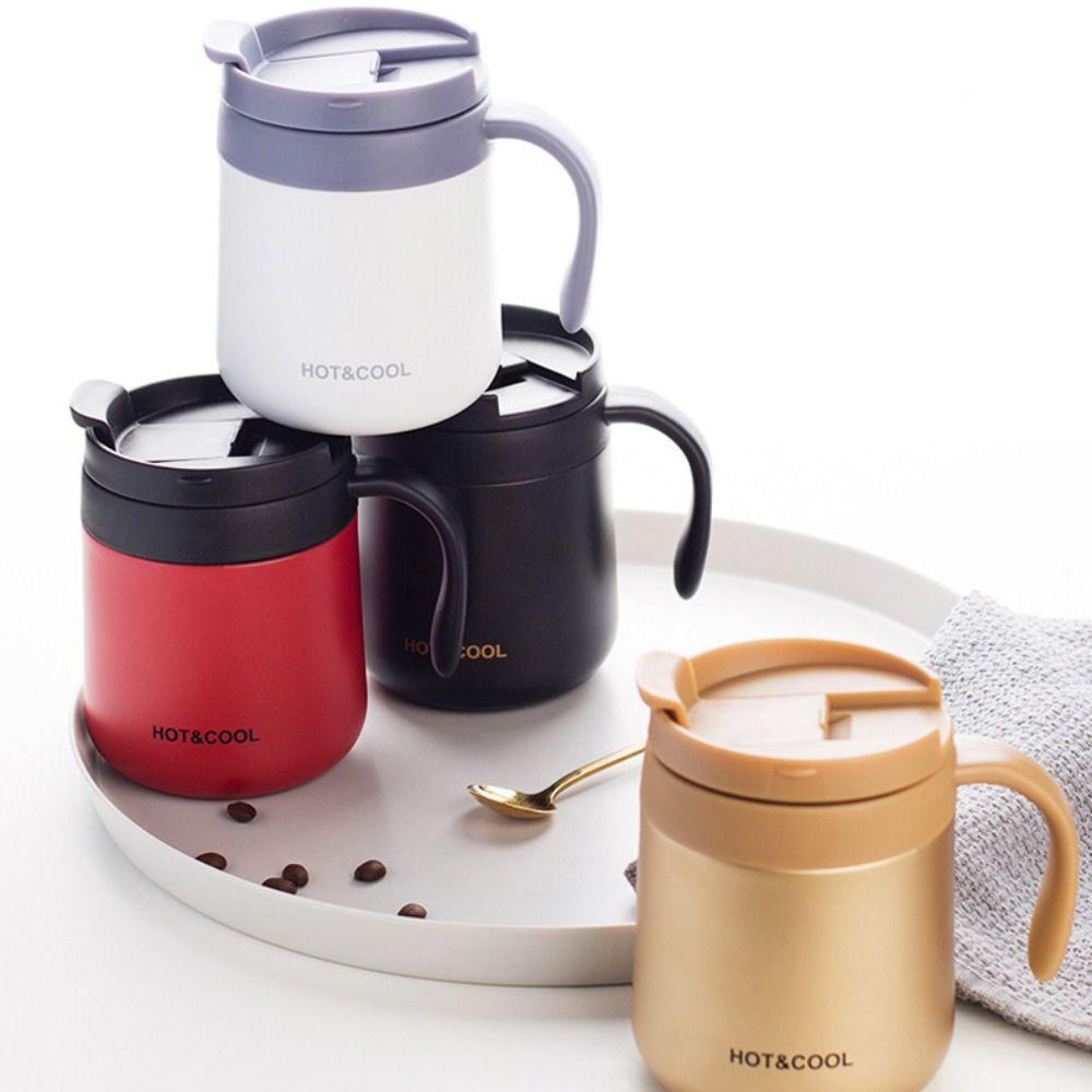 Stainless Steel Coffee Cup Solid-color Water Bottle Drinkware Insulated Cup  Hot Cold Drinks