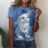 Women Cat Print Design Harajuku Casual Short Sleeved Top Fashionable Trend