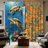 2 шт. HD Sea Bottom World Turtle Fish декоративная занавеска Желтая завязка цифровая печать занавеска украшение для дома стиль украшение l
