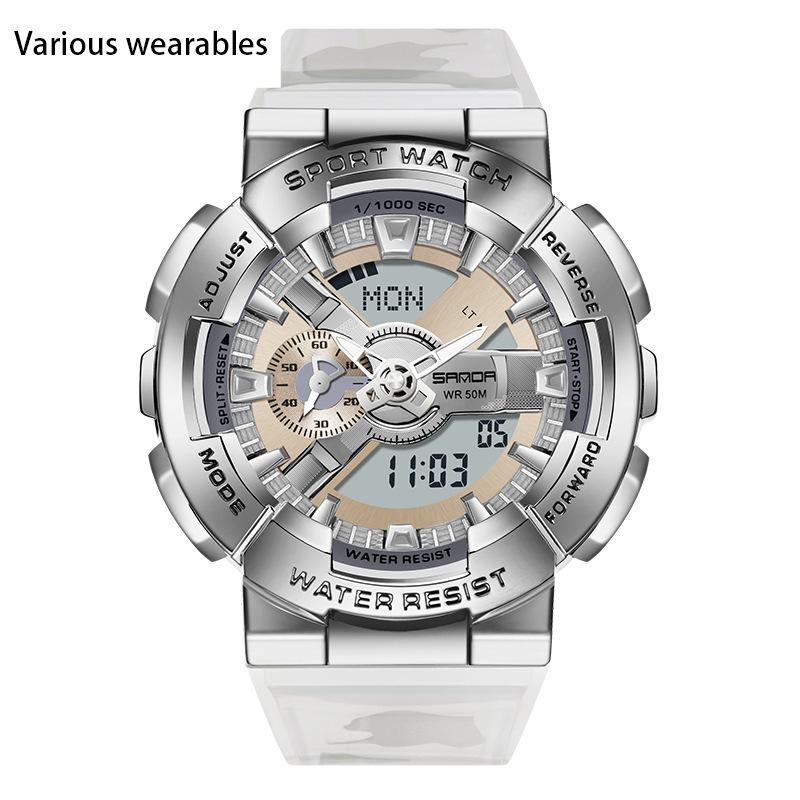 С функцией подсветки руки Творческая личность Мужские Двойной Дисплей Синхронный Механизм Электронные Часы