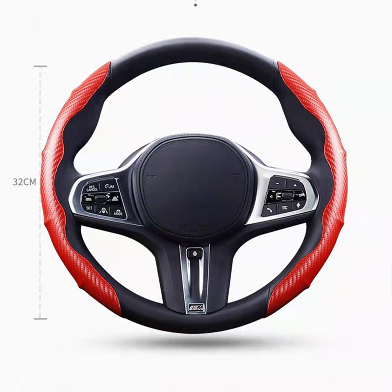 1 пара автомобильных чехлов на руль из углеродного волокна, авто универсальный чехол на руль, автомобильные аксессуары, противоскользящий интерьер