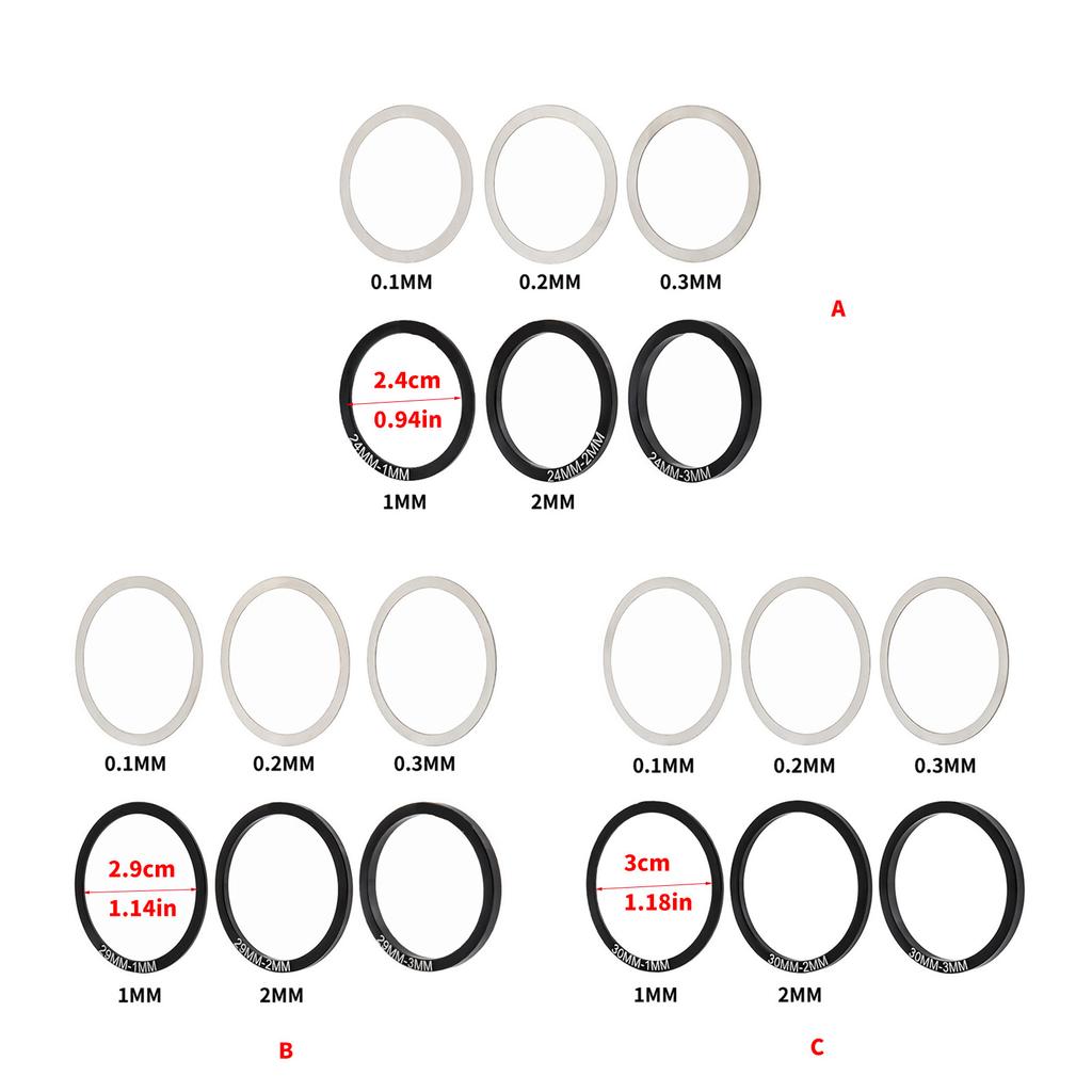 6lots Good Quality Aluminum Bottom Bracket Spacers Bicycles Crank Washers for Enhancing Cycling Performances