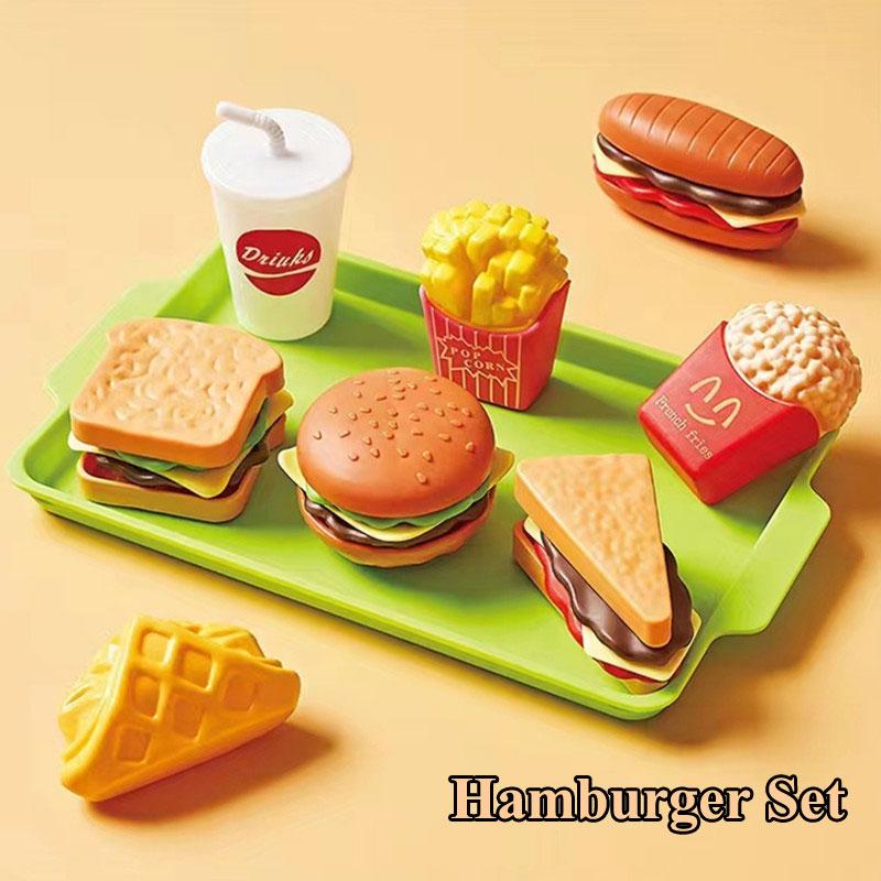 Kids Mini Kitchen Toy Pretends Play Simulated Food Hamburger Cookie Miniature Accessories for Children Girl Educational Gift